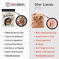 Vista 5 de Taos Bakes - Granola de nuez de arce y vainilla de Madagascar - Snack crujiente de granola para el desayuno, sin gluten, sin OMG, sin rellenos, 10