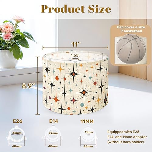 Miniatura 2 de Lamp Shades Set of 2 Mid Century Fifties Modern Retro Luxurious Graphic Print Colors Drum Lamp Shades for Table Lamps Floor Lamps Pendant Light