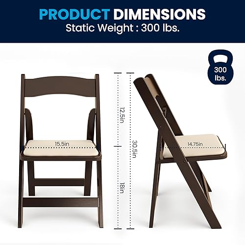 Miniatura 2 de Flash Furniture 2 Pack HERCULES Series Silla plegable de madera Fruitwood con asiento acolchado de vinilo