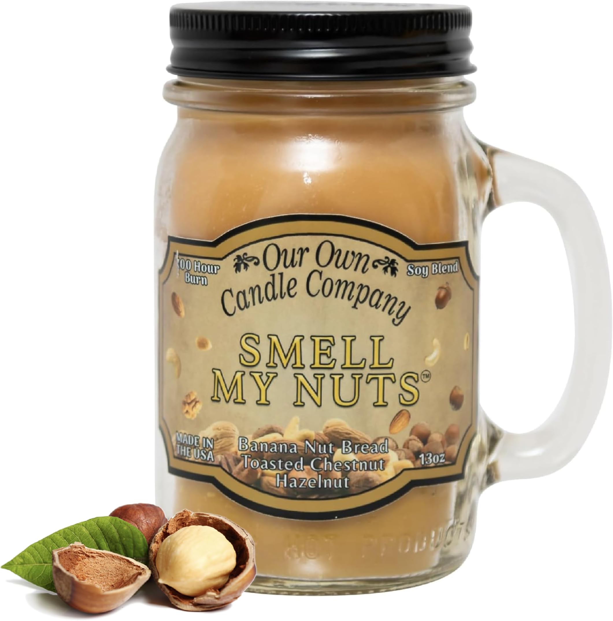 Our Own Candle Company Smell My Nuts Scented 13 oz Mason Jar Candle - Made in The USA
