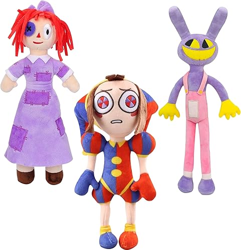 Miniatura 1 de Pomni - Peluche de Jax, juguetes de peluche de terror, almohada con imagen de dibujos animados, regalos para niños y jóvenes fanáticos (3 piezas)
