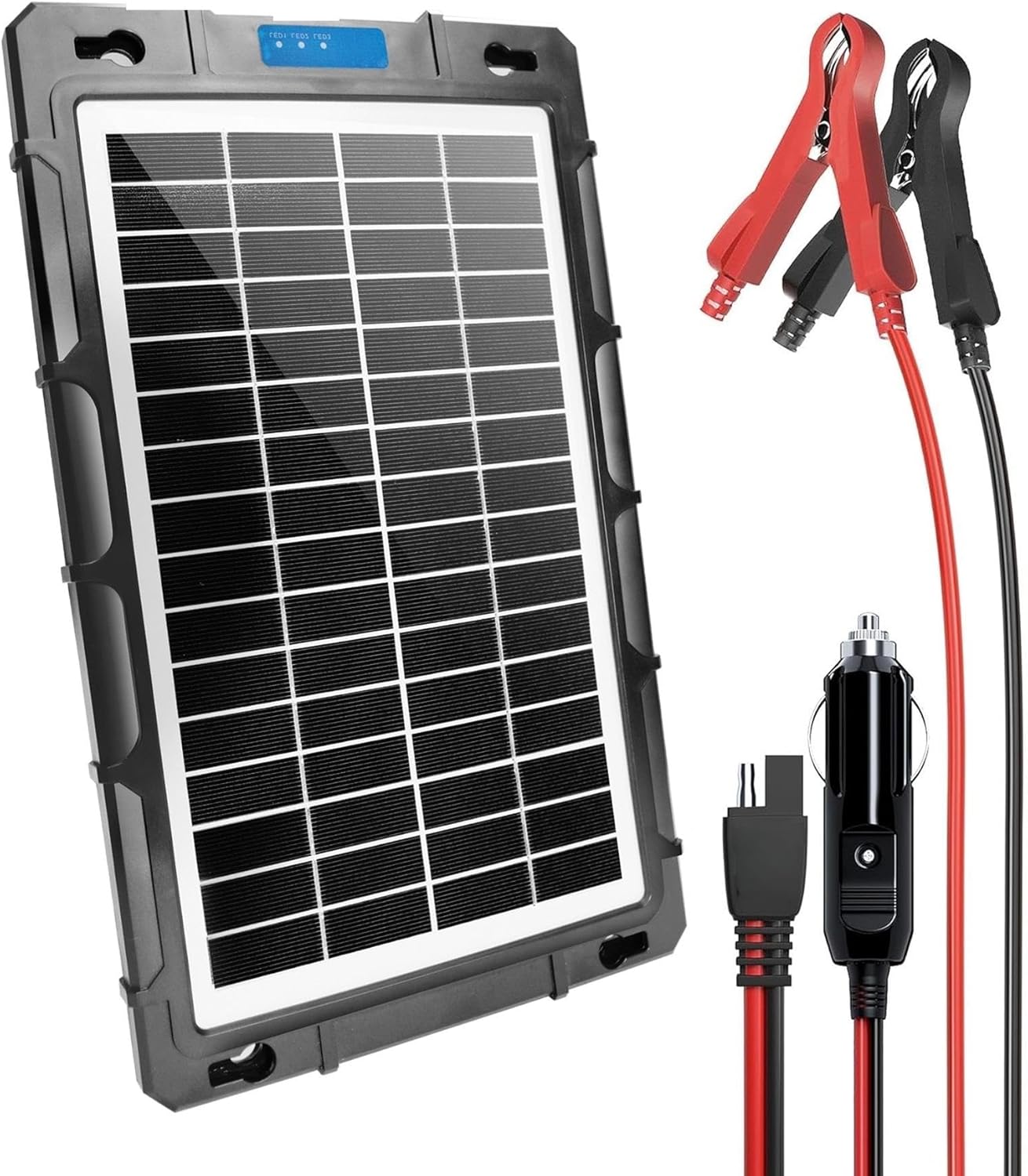 8W Photo voltaic Battery Trickle Charger Maintainer 12V Moveable Waterproof Photo voltaic Panel Trickle Charging Equipment for Automobile, Automotive, Bike, Boat, Marine, RV,Trailer, Snowmobile, and many others