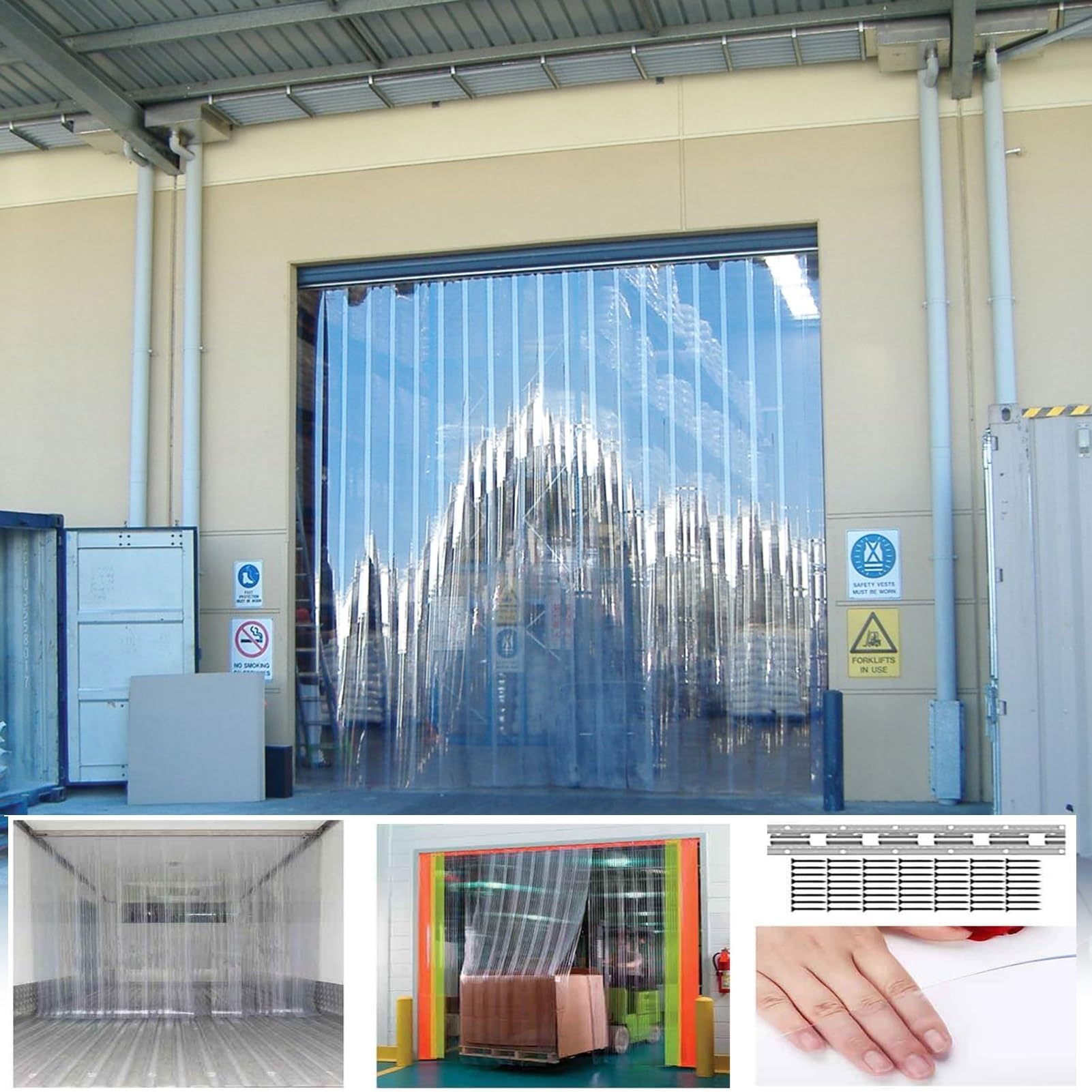 SHAARI Tende A Strisce Per Esterni, Strisce per Porte Di Magazzini, Tessuto Impermeabile In PVC Adatte per Supermercati Camere Animali Domestici(90x200cm/35.43x78.74in)