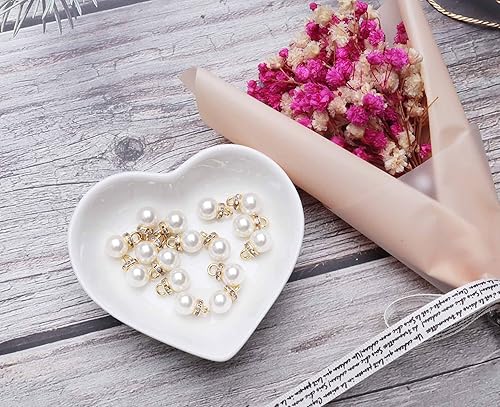 Miniatura 3 de 50 cuentas de perlas de imitación con agujero de diamantes de imitación vintage elegantes colgantes de imitación para aretes colgantes, collares,