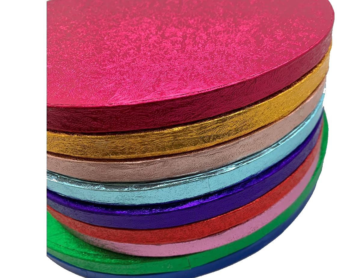 LARRYROO Single Colourful Cake Board Round Thick Drum 12mm Strong Boards (Pale Pink, 10 Inches)