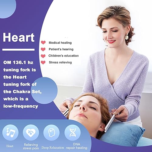 Miniatura 5 de Juego de diapasones de 528 Hz para reparación del ADN, horquillas curativas de sonido curativo con martillo de silicona negro, 5 paquetes dorados