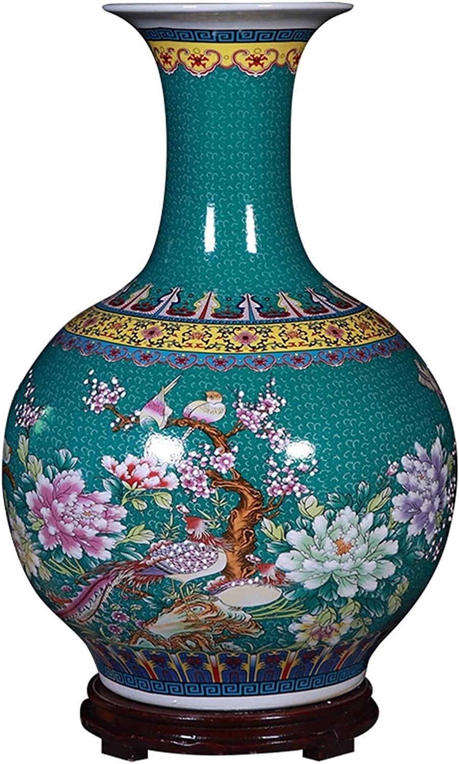 asdchZen Vase 21.6 Inch Large Blue And White Porcelain Flower Vase Chinese Style Enamel Painted Stoneware Decorative Vases