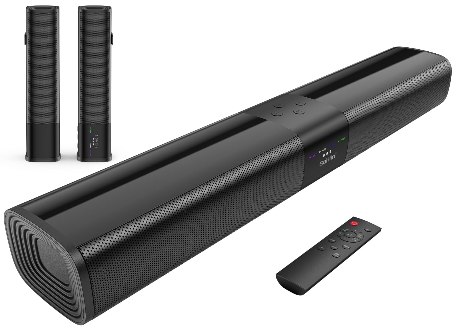 Sound Bar for Smart TV, 2 in 1 Detachable Home Audio Soundbar Speaker,20” Sound Bar for TV with Optical/AUX/HDMI-ARC/Bluetooth Connection for PC/Gaming/Projectors, Wall Mountable