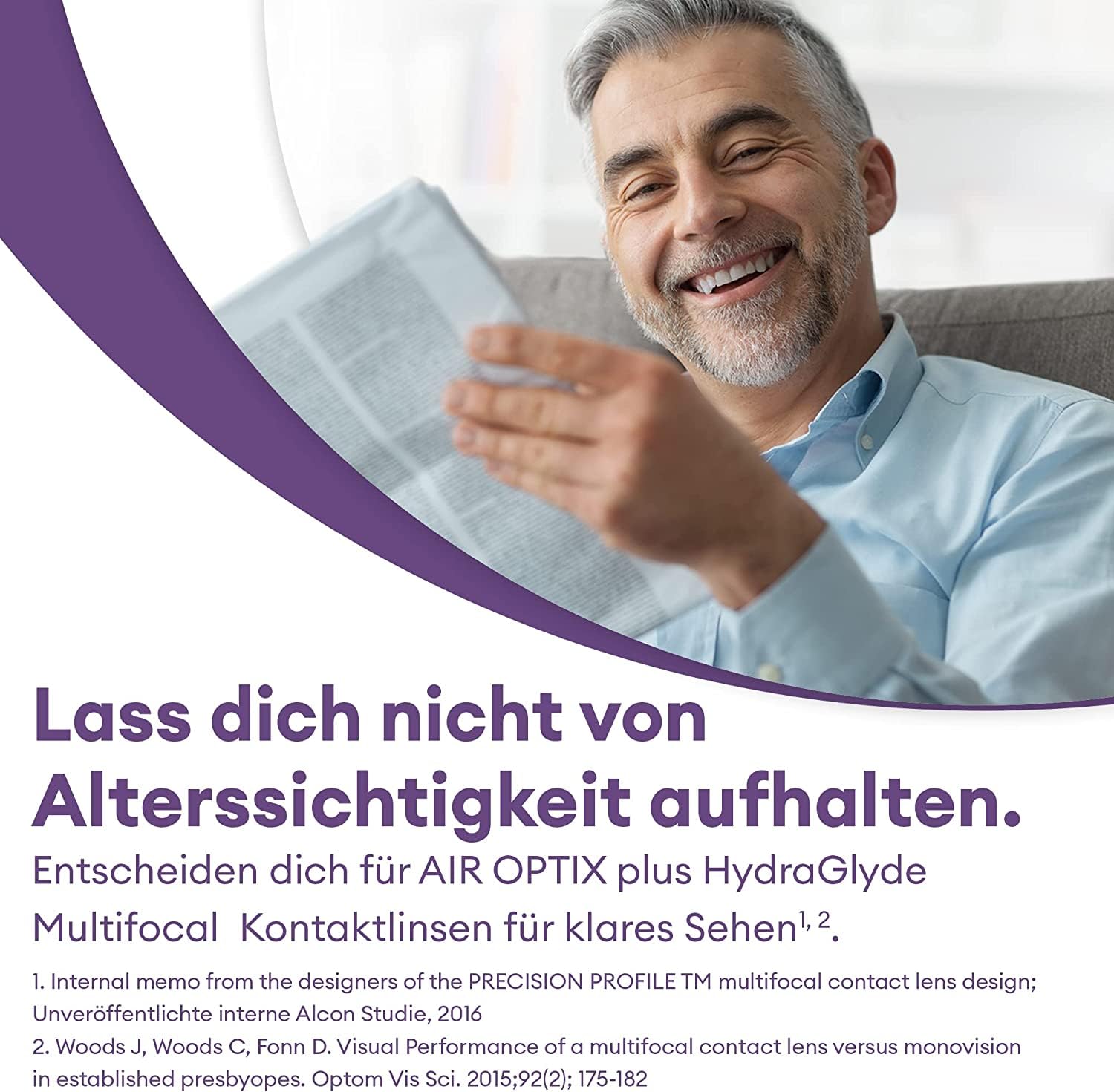 Air Optix plus HydraGlyde Multifocal Monatslinsen weich | 3 Stück | BC 8.6 mm | DIA 14.2 mm | ADD MED | -03.75 Dioptrien