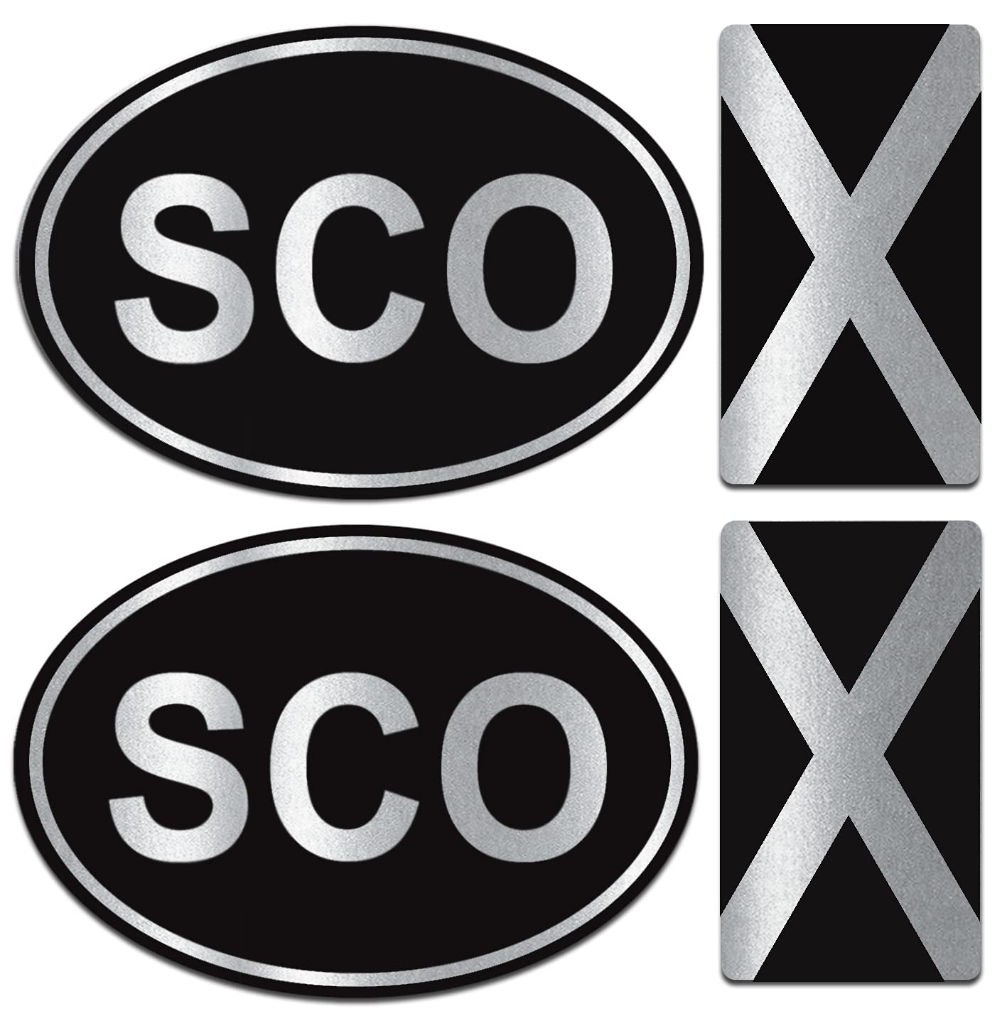 Biomar Labs® Silver Scotland Scottish SCO Flag Stickers for Bumper Window Car Motorcycle Laptop Helmet Van Bike 4pcs. D 9 Z*