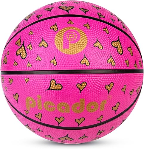 Picador Size 3 Basketball, Toddler Basketball for Kids 1-3 4-6 Girls Boys Children, Mini Rubber Basketballs Indoor Outdoor Game Play School