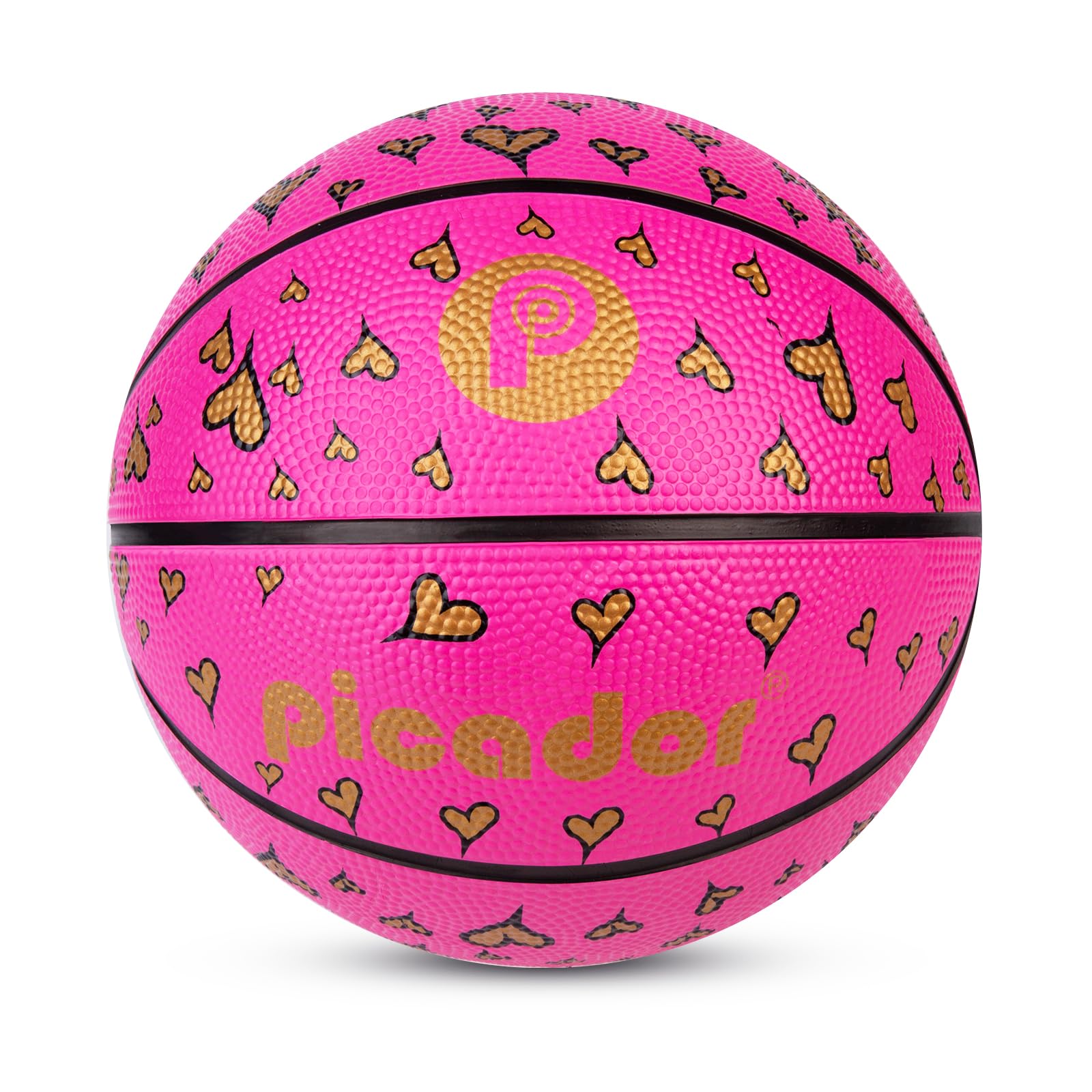 PP PICADOR Size 3 Basketball, Hot Pink Girls Basketball for Toddler Kids Junior, Mini Rubber Basketballs Indoor Outdoor Game Play School Gift(22inch)