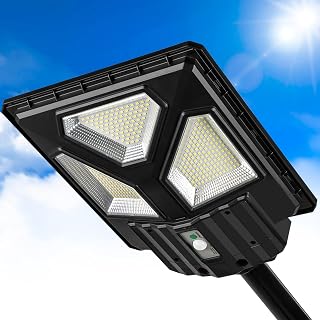 300W Solar Street Light Outdoor Motion Sensor, Dusk to Dawn Solar Flood Lights with Remote Control, IP65 Waterproof Security Light for Parking Lot,Garden,Street,Park