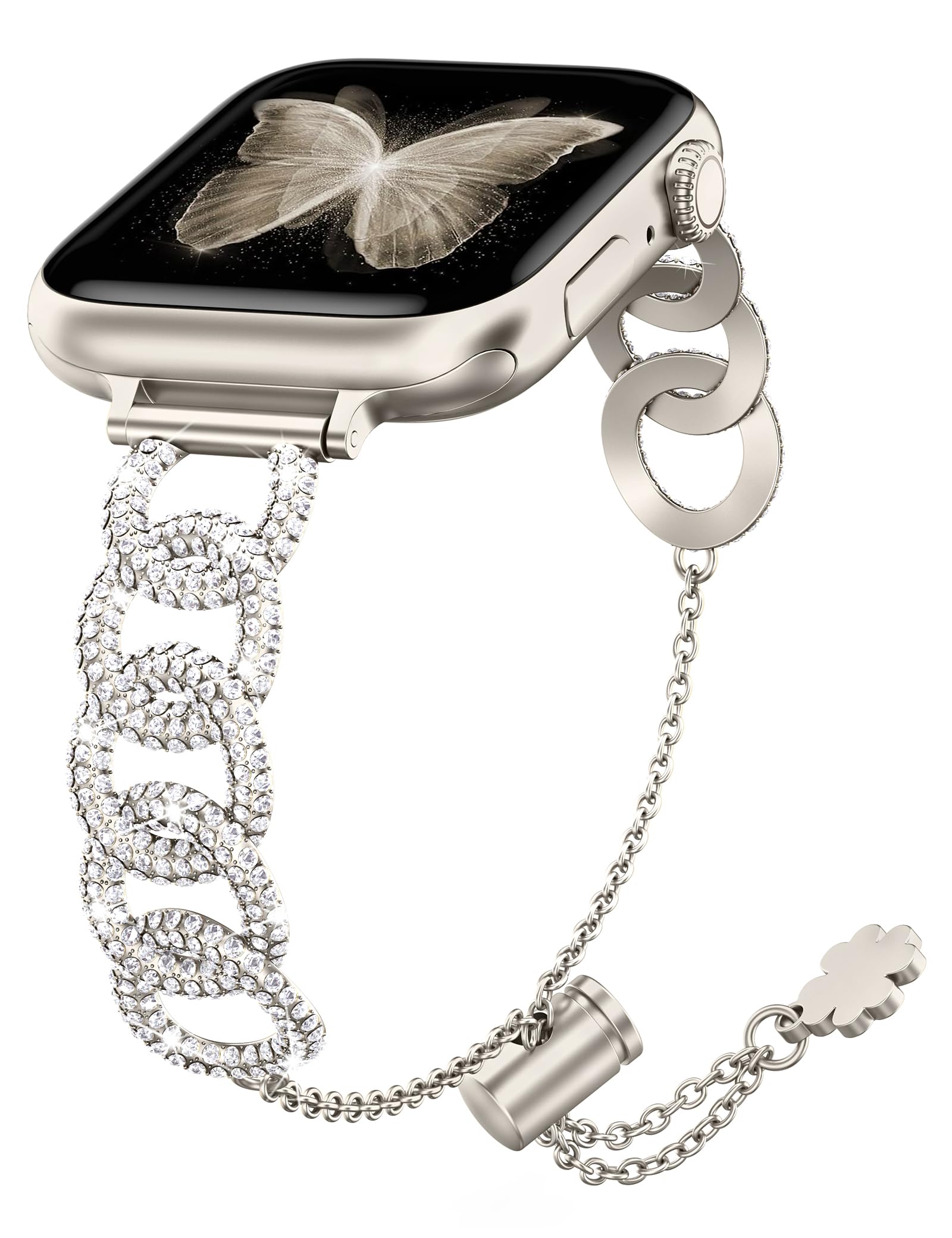 Wearlizer Compatible with Apple Watch Band 41mm 40mm 38mm 49mm 45mm 44mm 42mm Women, Bling Dressy Glitter Diamond Chain Bracelet Jewelry Metal Strap for iWatch Bands Ultra SE Series 9 8 7 6 5 4 3 2 1