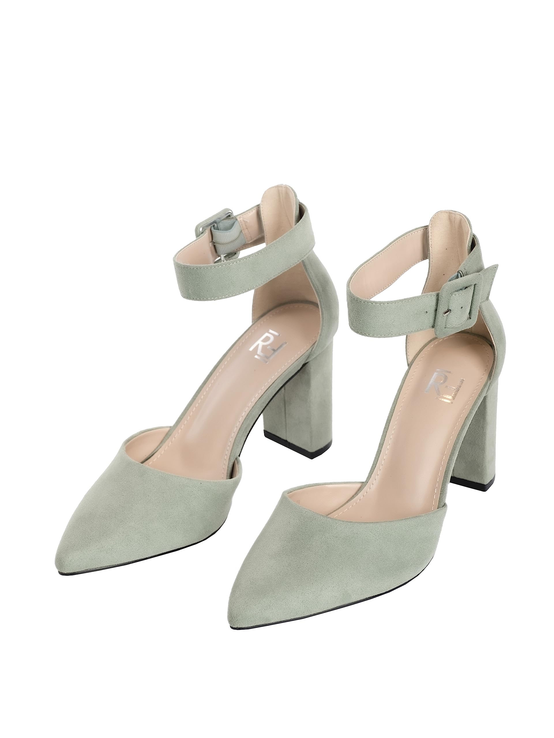 Tacones, 8.5 cm Tacón Bloque, Zapatos con Trasera, 8.5 cm Tacón Bloque, Blanco/Beige/Negro/Rosa/Verde/Gris/Rojo, Cuero sintético/Ante sintética, Zapatos Destalonados, Slingbacks, 2062A