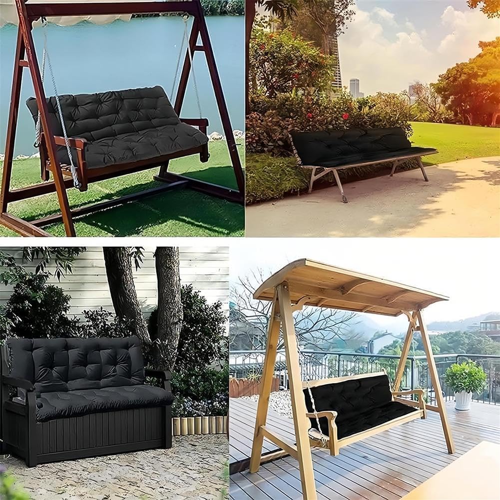 Cuscino spesso per panca da esterno, per 2-3 posti, impermeabile, con schienale e cinghie facili da pulire, perfetto per mobili da giardino, patio e cortile (porto turistico, 100 x 100 cm)