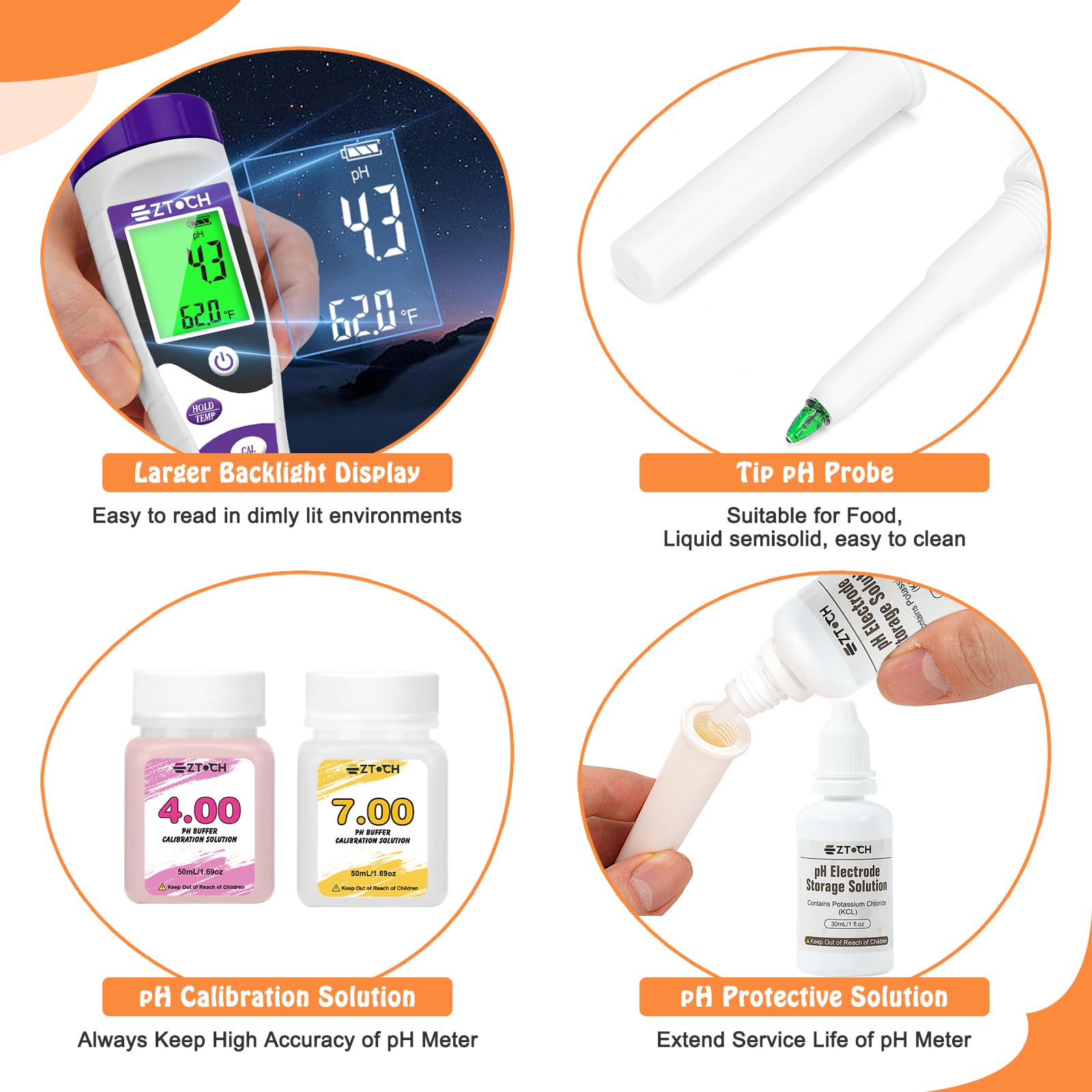 Testeur de pH numérique pour la fermentation des aliments, la mise en conserve, testeur de pH intelligent pour pain, fromage, sauces, mesure le pH dans l'eau, le brassage, la viande, les