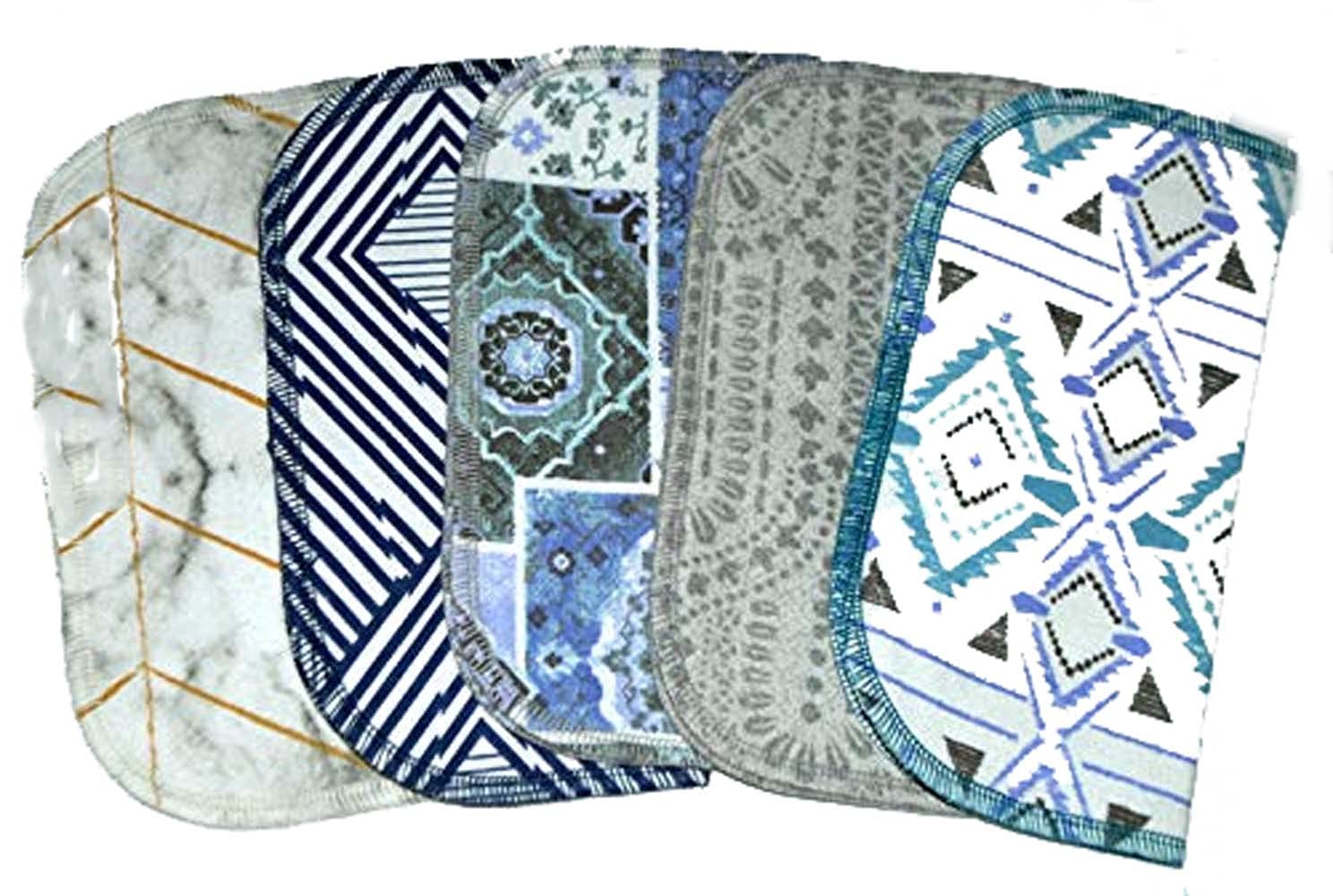 2 Ply Moroccan Tile Flannel Washable Kids Lunchbox Napkins 8x8 inches 5 Pack - Little Wipes (R) Flannel- Proudly Made in the USA!