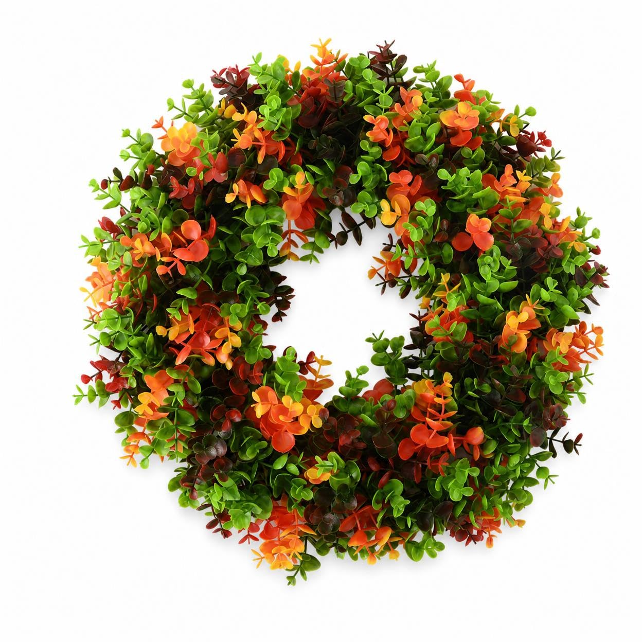 Couronne d'eucalyptus artificielle de porte d'entrée sans entretien ni chute de feuilles
