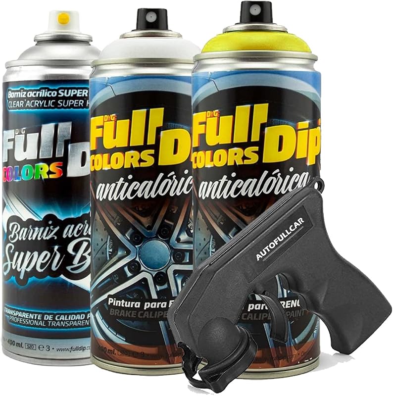AutoFullCar - Pintura ANTICALÓRICA Acrílica Brillo Full Dip para Pinzas DE Freno - 2 x Spray 400 ml (Amarillo Brillo)
