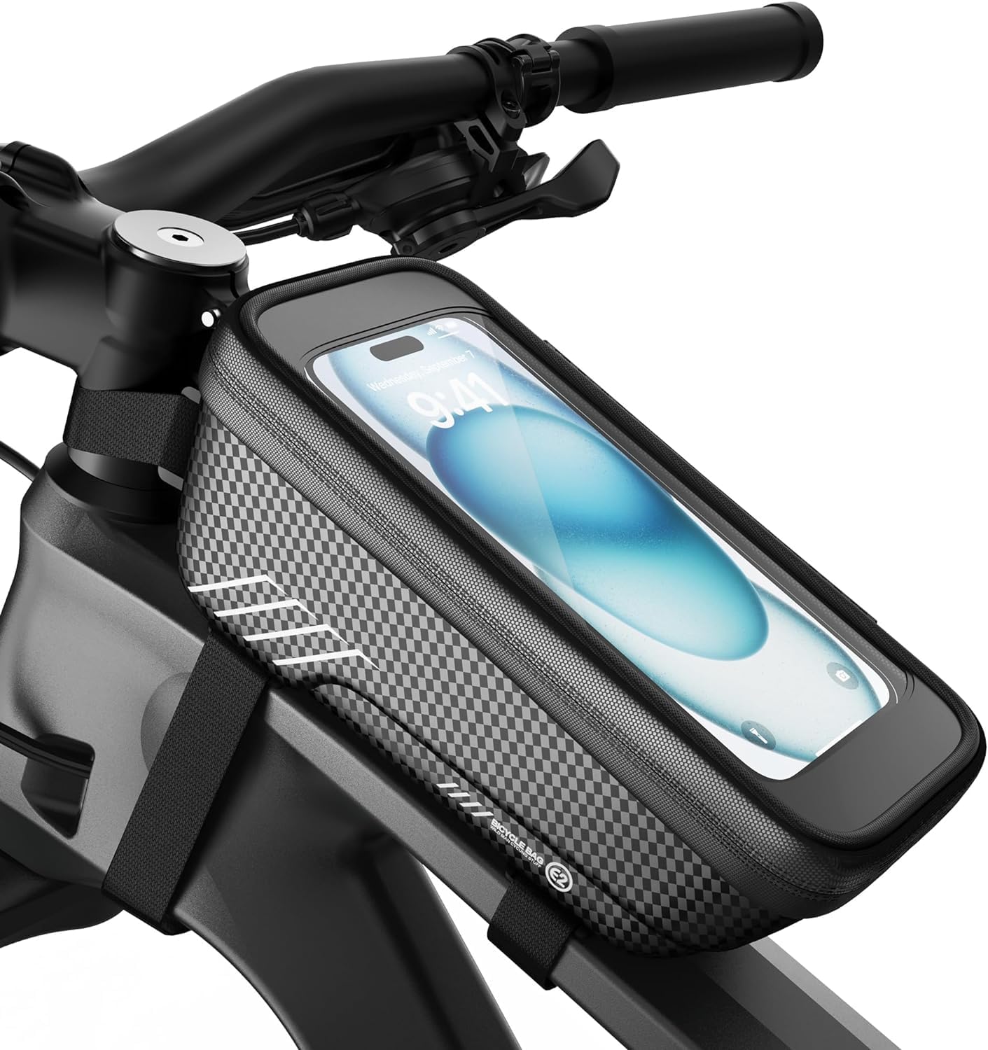 Bike Phone Holder - Waterproof Frame Bag, TPU Screen Protection, Anti-Scratch, Fits Phones Under 6.7''