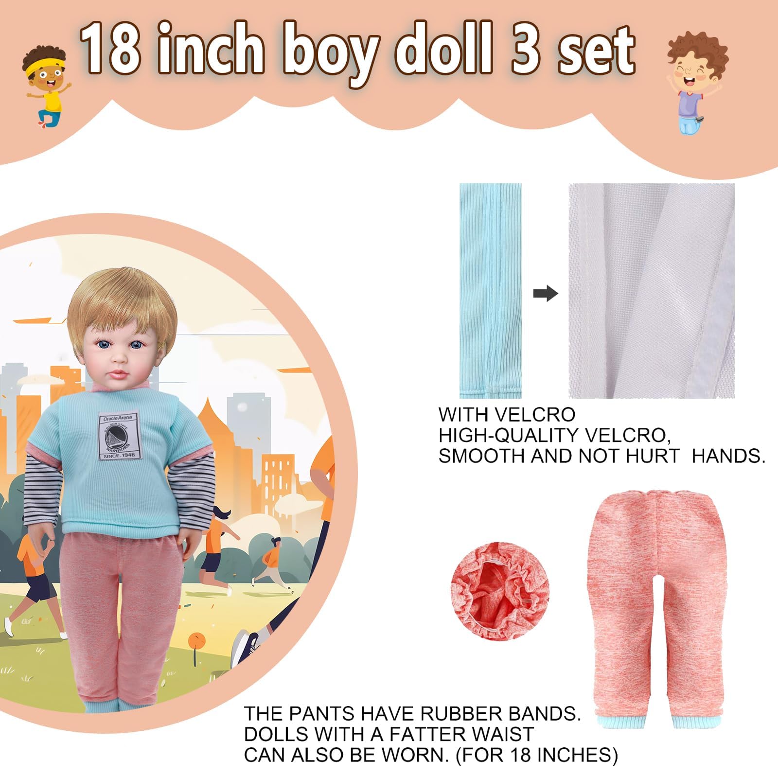 Ropa de muñeca de 16 pulgadas para niño, ropa casual, chaqueta a cuadros, pantalones, trajes deportivos con trajes de esmoquin para accesorios de muñeca de 16 pulgadas 4