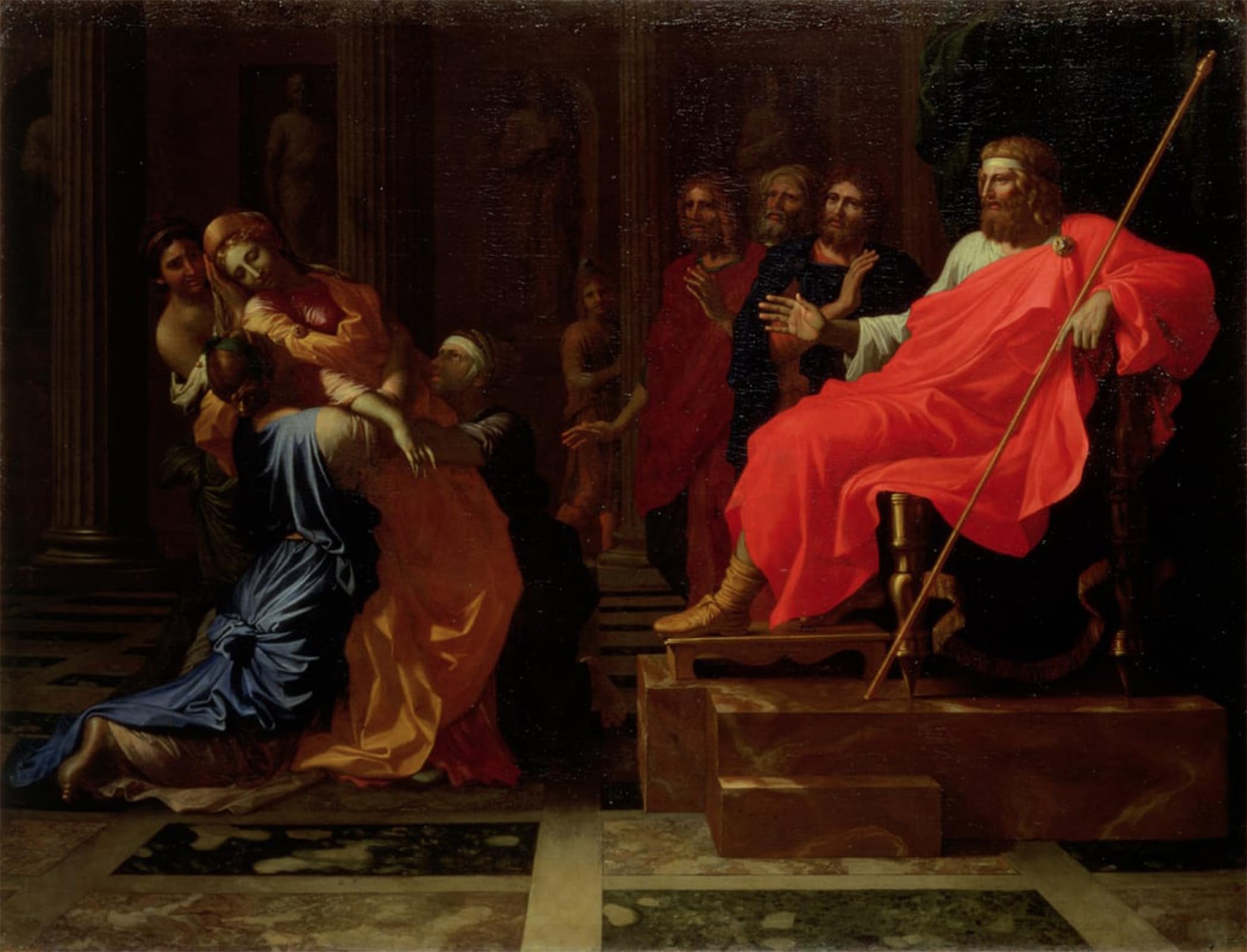 ARTXLXXBN Famous Art Print Poster Vintage Wall Art Esther Before Ahasuerus Late S by Nicolas Poussin Canvas Art Poster for Home Decor 60x90cm