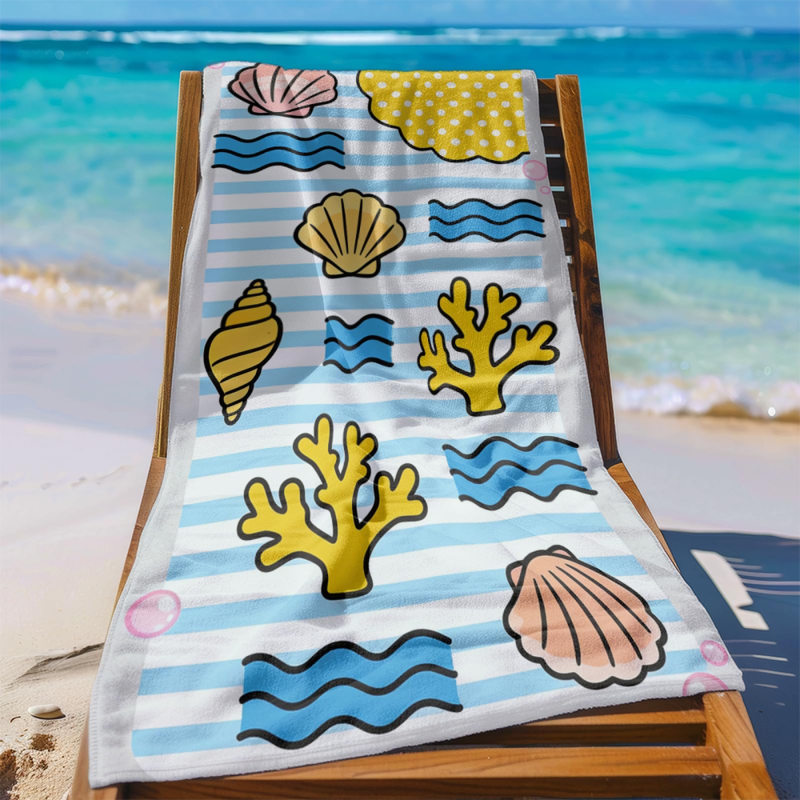 Fouta PlageBlue Waves Rose Octopus Medusée Modèle Surdimensionné avec Diverses Tailles, Respirante et Portable, Parfaite pour Voyages Sorties Piscine et Usage Extérieur Quotidien 90x160 cm