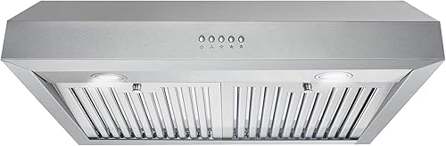 COSMO UC30 Campana extractora con conducto debajo del gabinete de 30 pulgadas, ventilación sobre la estufa, ventilador de 3 velocidades, filtros