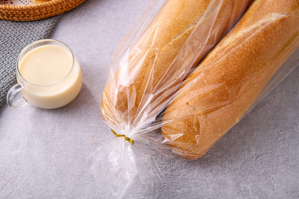 40 Sacchetti Per Pane In Plastica Trasparente Con Laccetti – Motivo Quadri Di Buffalo 48x26 Cm – Per Pane Fatto In Casa, Panini E Biscotti