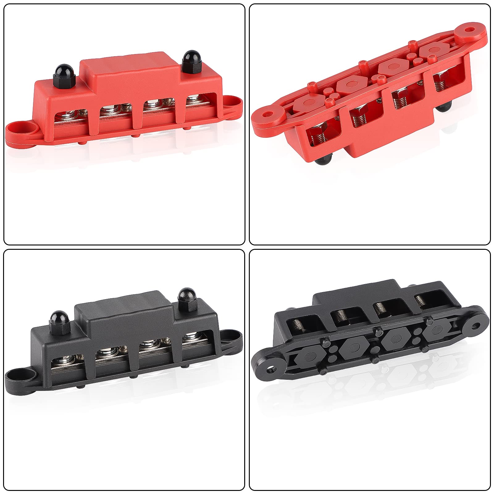 CPROSP 2 pcs Busbar Distribution Block 250A, Busbar Box con 4x Connettore a Bullone M8, Morsettiera Della Batteria 5/16'', Scatola Della Sbarra Collettrice per Auto RV Barca Yacht