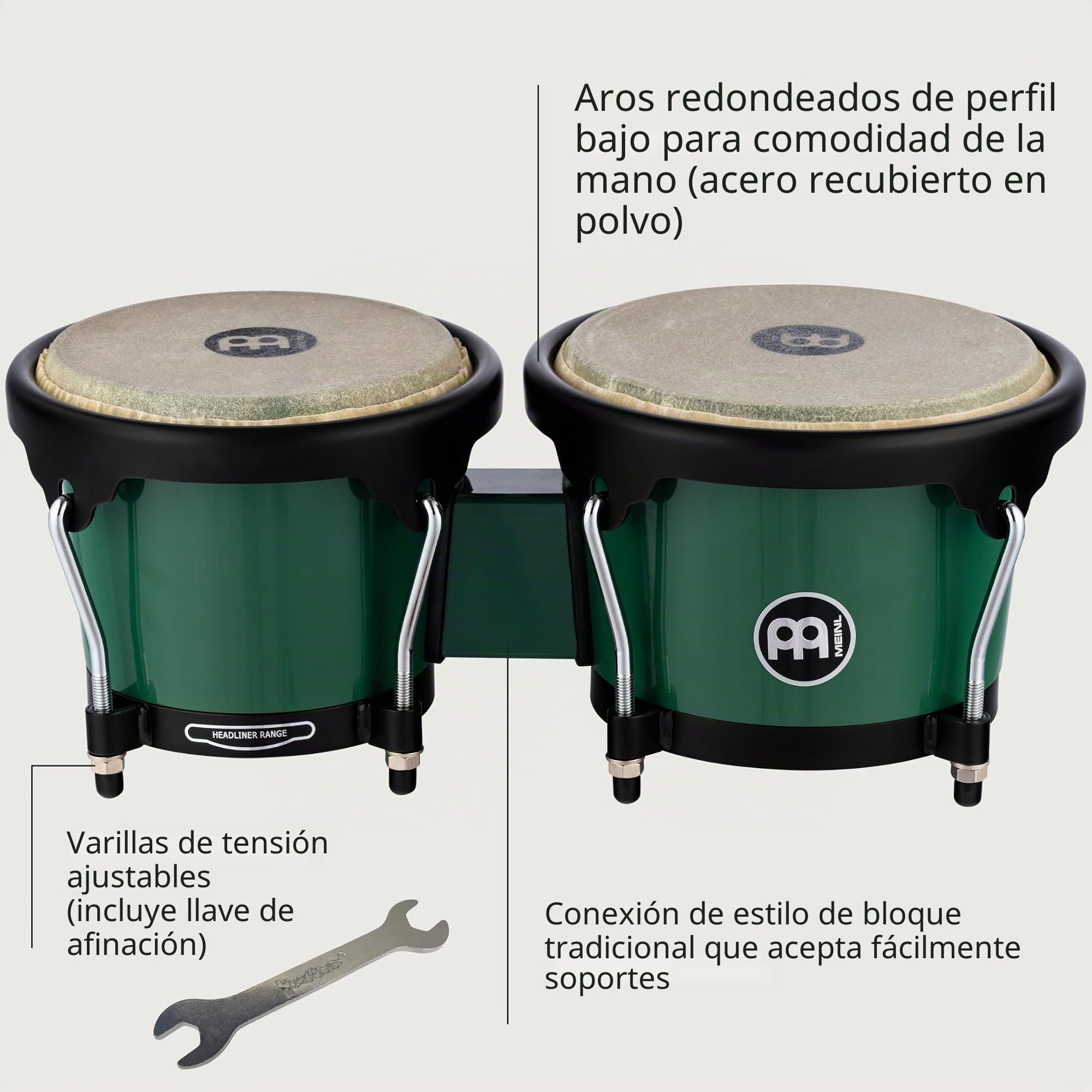 Meinl Percussion Journey Series HB50 Bongo, Forest Green
