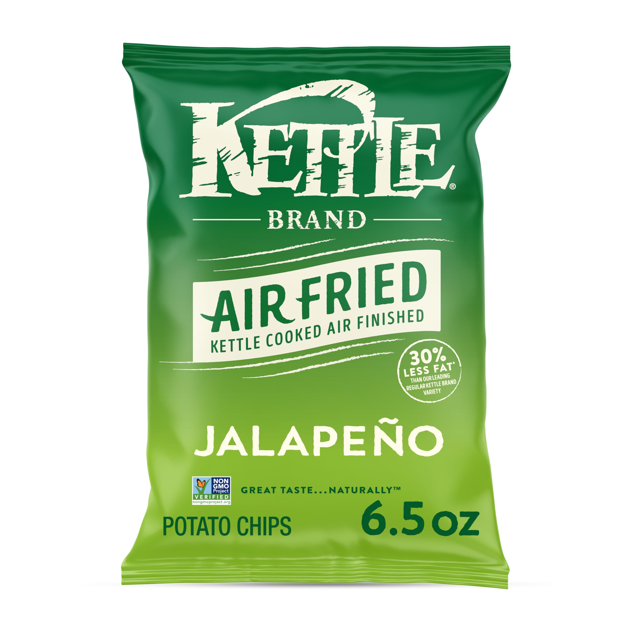 Kettle Brand Potato Chips, Air Fried Jalapeño Kettle Chips, 6.5 Oz Bag
