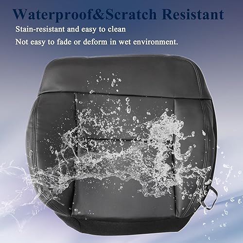 Miniatura 3 de NLQR Funda de asiento de repuesto para parte inferior del conductor, color ébano, piel de microfibra negra compatible con Ford F150 Lariat XL 2004