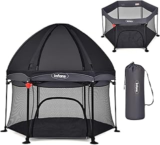 INFANS Baby Playpen with Removable Mesh & UV Canopy, 53