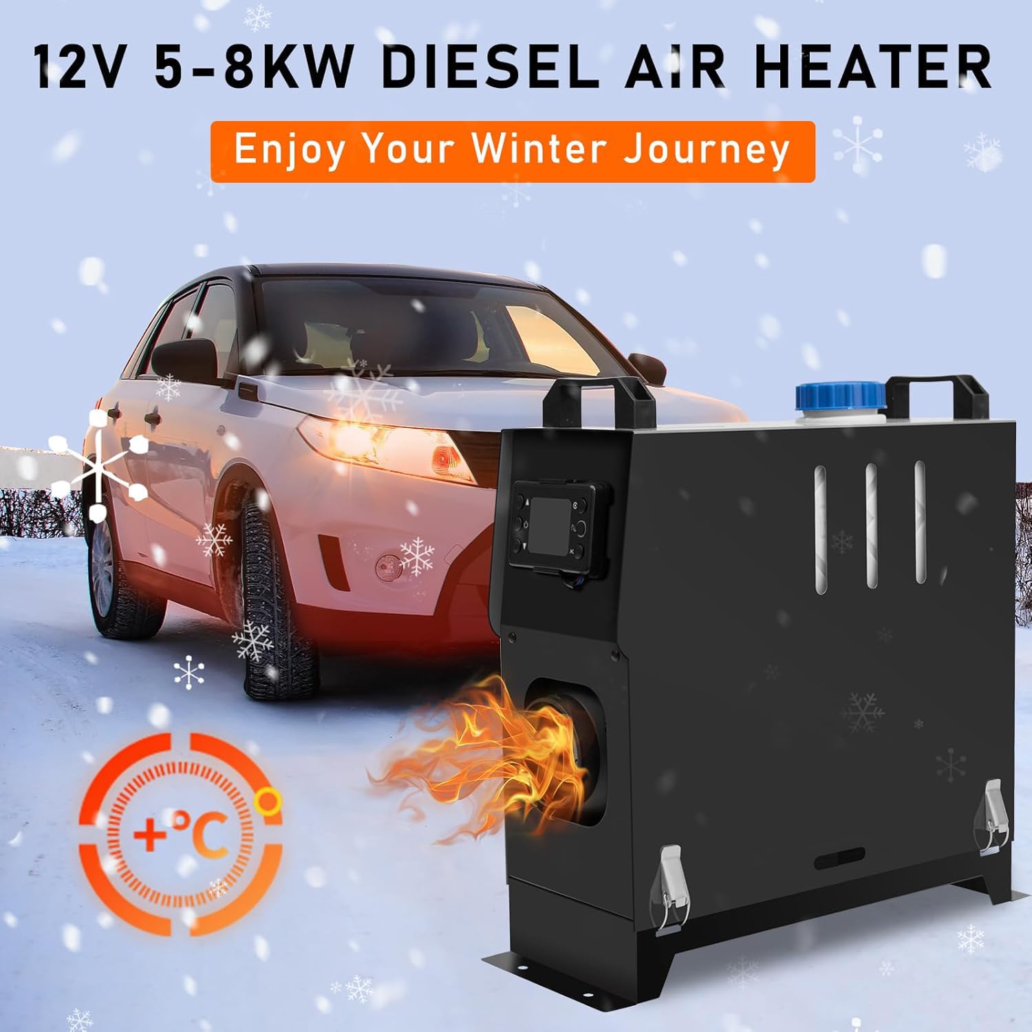 5 kW/8 kW, wielofunkcyjny ogrzewacz postojowy z przełącznikiem LCD i pilotem, zestaw ogrzewaczy postojowych do kamperów, ciężarówek, łodzi, autobusów i przyczep samochodowych (czarny)