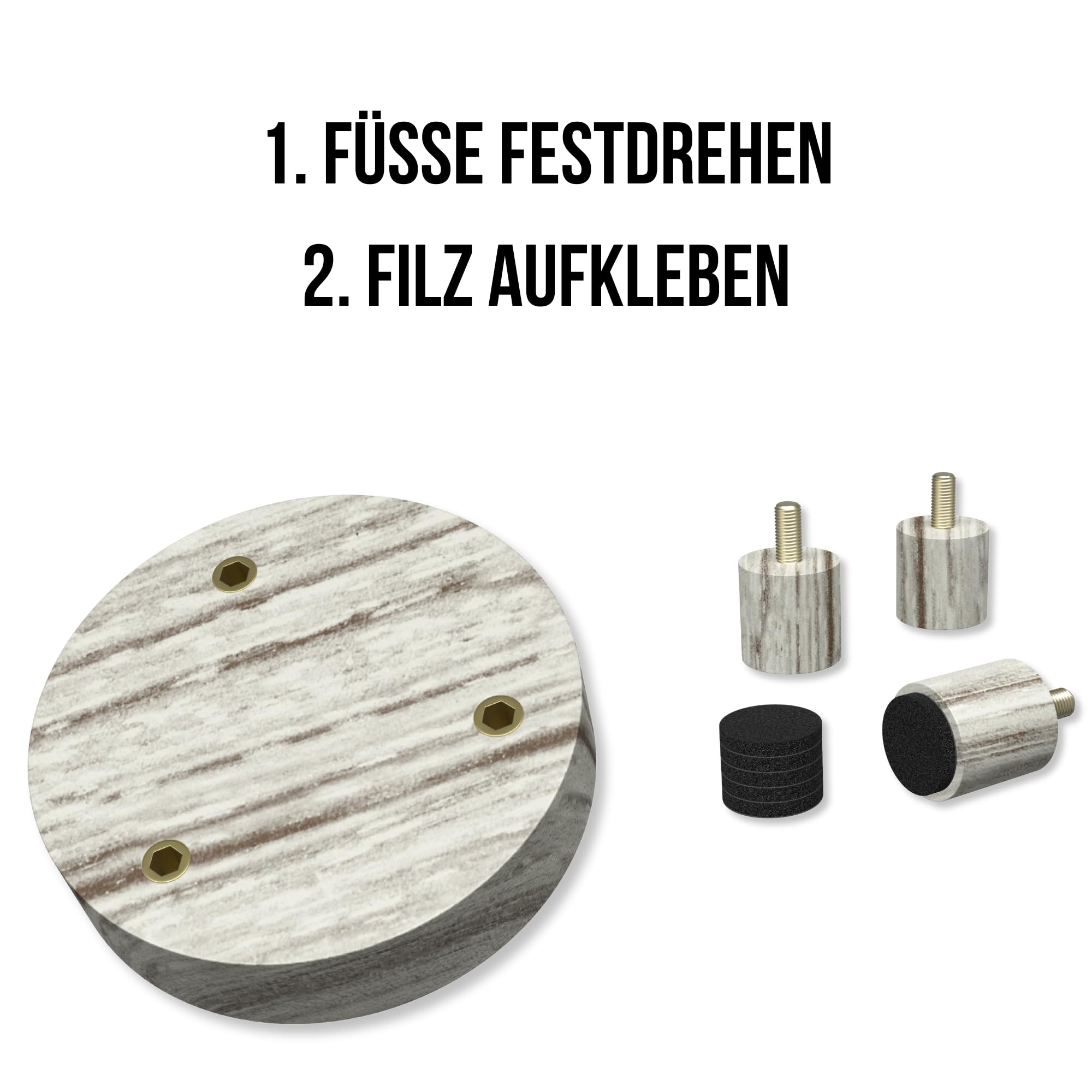 Blumenhocker Holz Set – Paulownia Holz – Für kleine Zimmerpflanzen – 2 Pflanzenhocker Ø12,7 cm + 2 Blumentopf Untersetzer Ø10 cm + 6 Filzgleiter – Natur