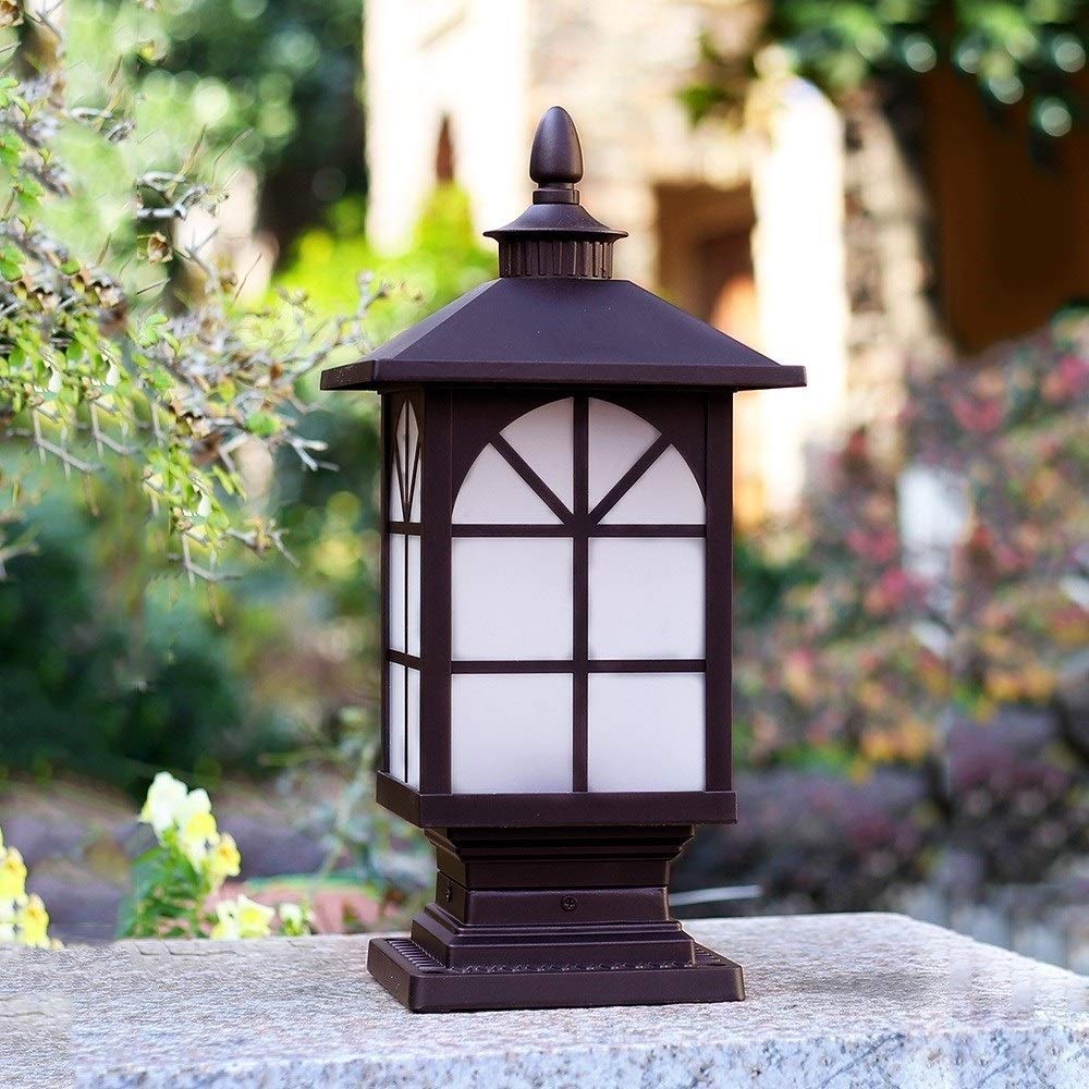 Lampada da cortile Lampada da colonna per esterni Lampada da colonna quadrata rustica impermeabile Illuminazione da giardino Illuminazione da giardino Lampada da colonna in alluminio Lampade da palo
