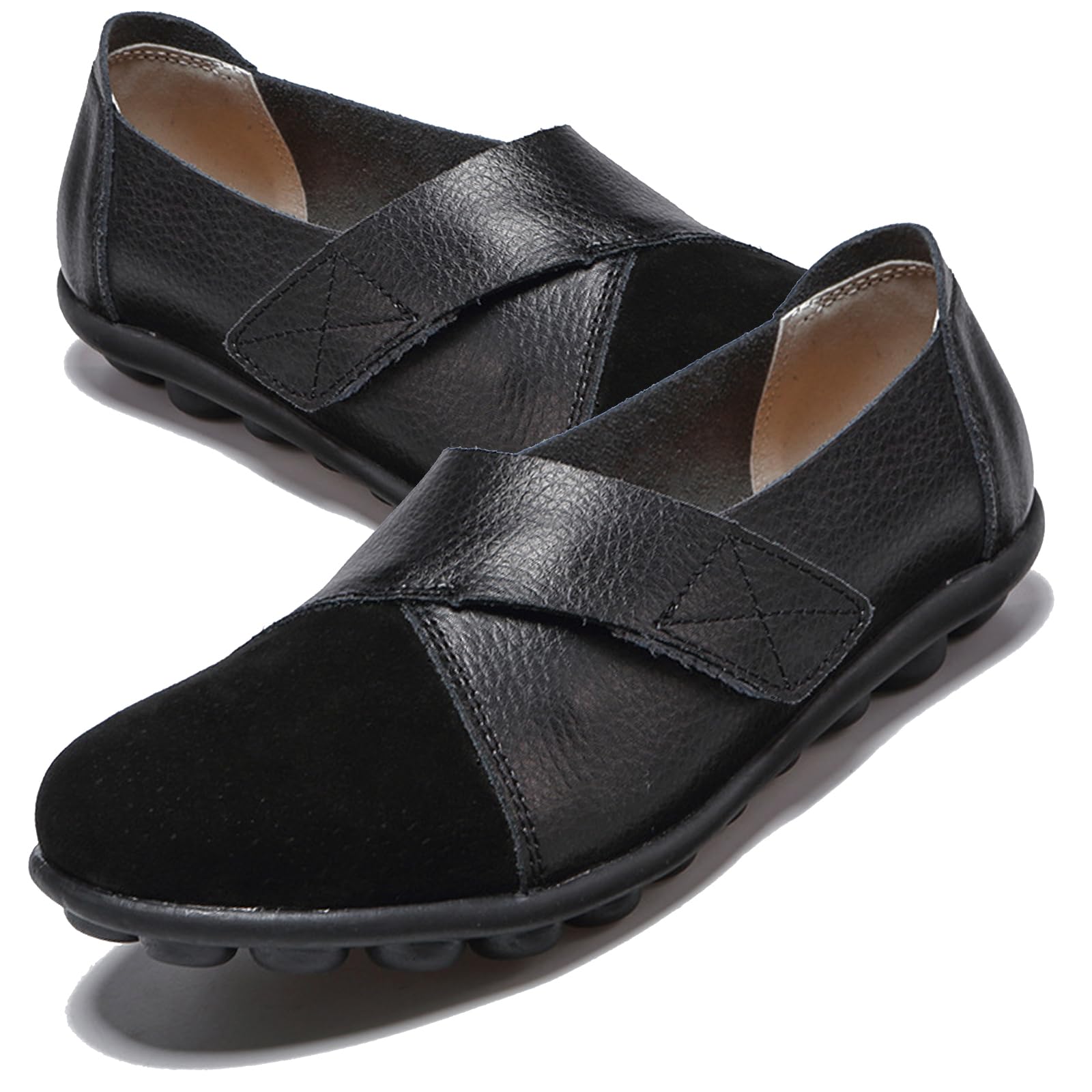 Aocase Shoes for Arthritis in the Feet Slippers Orthopedic PU Leather Diabetic Shoes for Women Orthopedic Shoes for Women Extra Large Shoes,Black,42/260mm