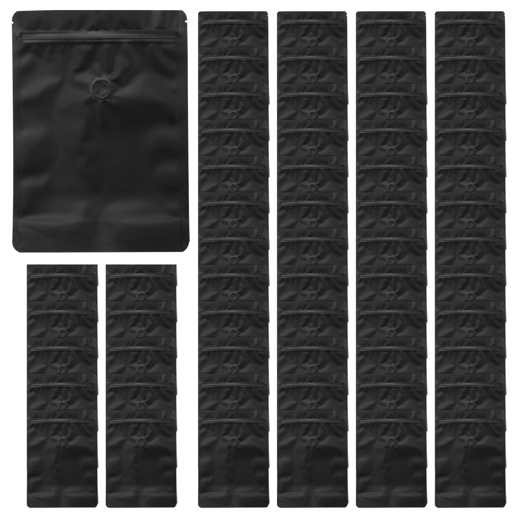 Hndhbfgrt 400Pcs Matt Aluminum Foil Coffee Valve Zipper Closure Bag Vertical Coffee Bean One-Way Exhaust Valve Bag 250G Black