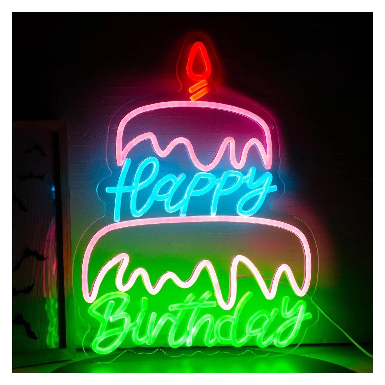 LEMST Sign Lamp Happy Birthday Neon Light Sign Dimmable for Bedroom Hotel Birthday Party Club Home Art Decor 30cmx38.1cm