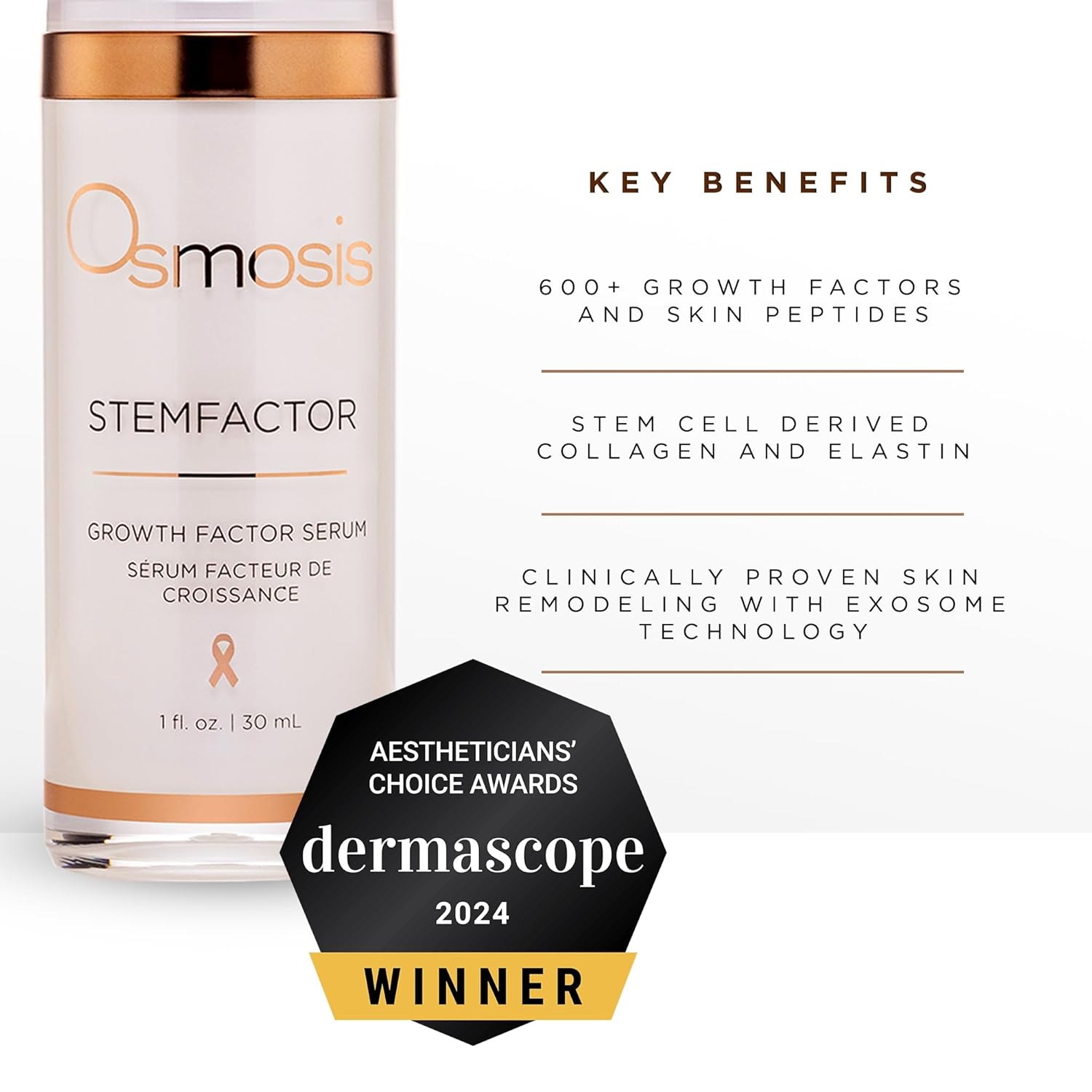 Osmosis STEMFACTOR Growth Factor Facial Serum Stimulates Stem Cells To Visibly Improve Signs of Aging and Damage, 1 fl oz - Image 3