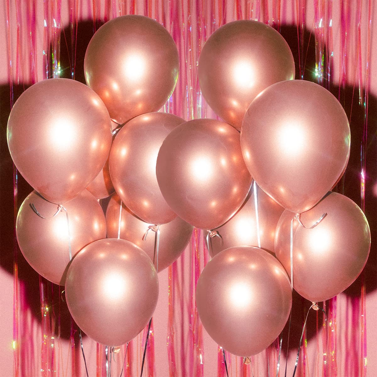 xo, Fetti Rose Gold Chrome Balloons - 25 pk, 12" | Bachelorette Party Decorations, Bridal Shower, Birthday Party, Engagement