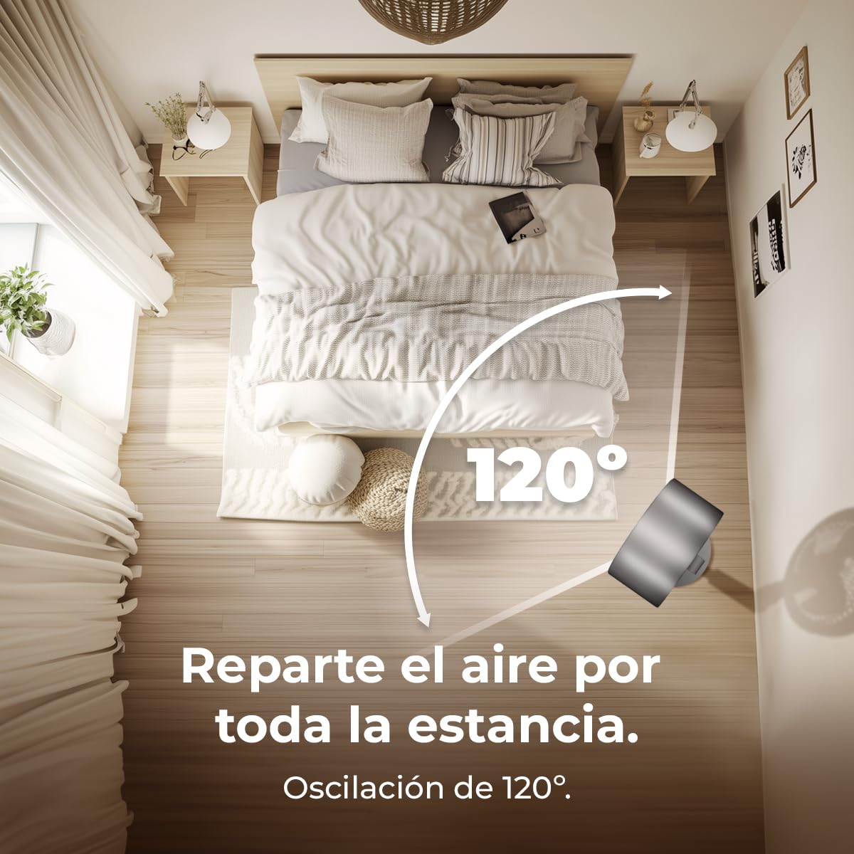 Cecotec Ventilatore da Piantana Circolatore d'Aria Energysilence 2400 Cyclone Noir. 40W, Potente Circolazione d'Aria, 24 Velocità, Oscillazione 120º, Telecomando, Timer 12h, Schermo LED Tattile