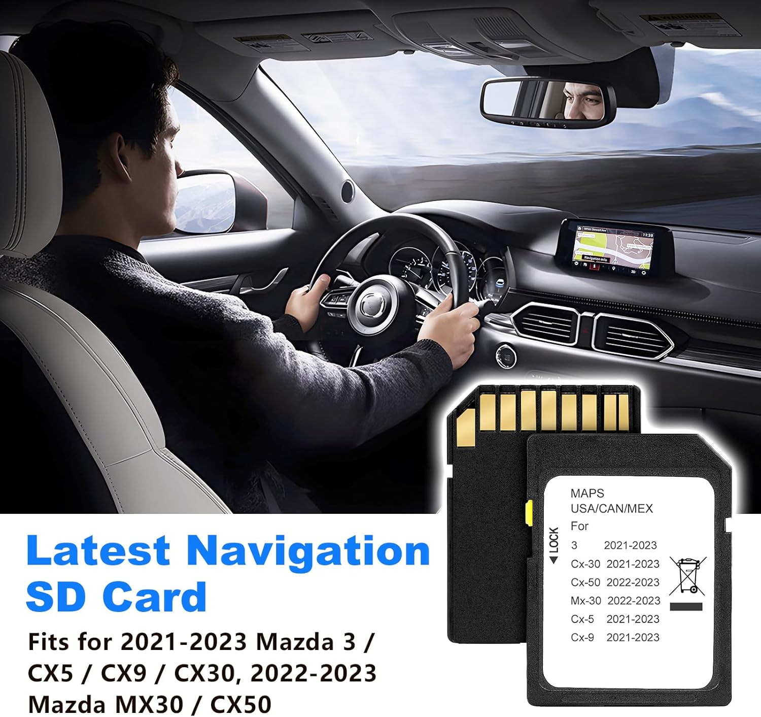 Navigation Car GPS SD Card Compatible with 2021-2023 Mazda 3 / CX5 / CX9 / CX30, 2022-2023 MX30 / CX50 GPS Map Card Sync Navigation System for USA/Canada/Mexico Navigation Car GPS SD Card Compatible with 2021-2023 Mazda 3 / CX5 / CX9 / CX30, 2022-2023 MX30 / CX50 GPS Map Card Sync Navigation System for USA/Canada/Mexico