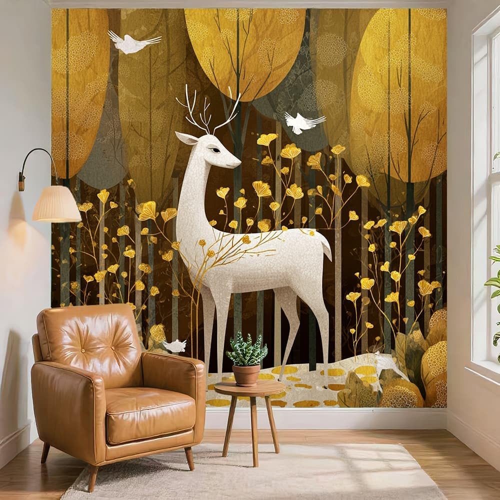 Fototapeta 3D 400x280cm Fantasy Las Zwierzęta Fototapety Włóknina Niemarszcząca Się Plakat Jasnobrązowy Fototapety Nowoczesna Dekoracja ścienna