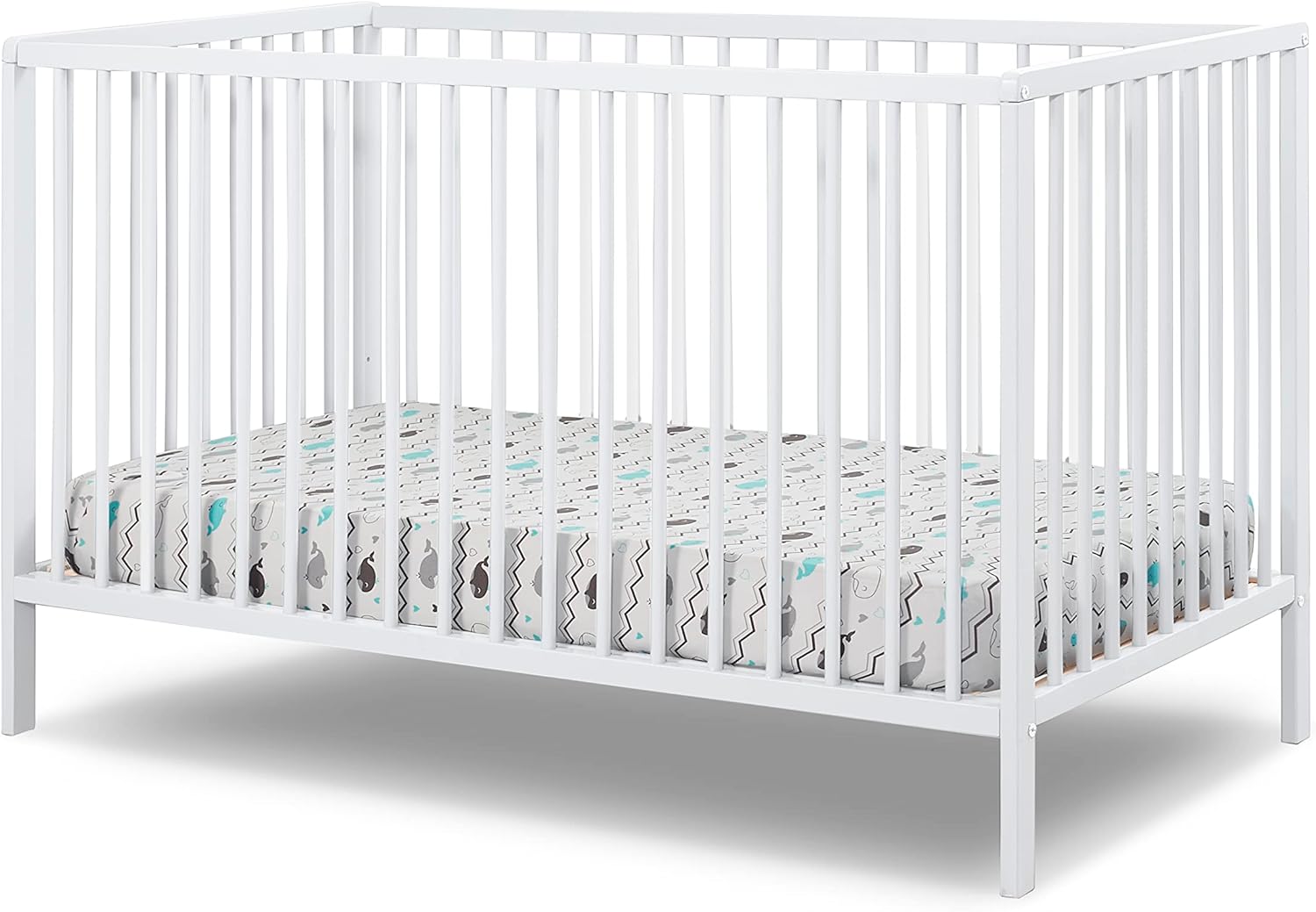 Sorelle Furniture Happy Crib 3-in-1 Convertible Crib, Made of Sustainable Beech Wood, Wooden Baby Bed, Toddler Bed and Child’s Daybed, Simplistic Nursery Furniture (White)