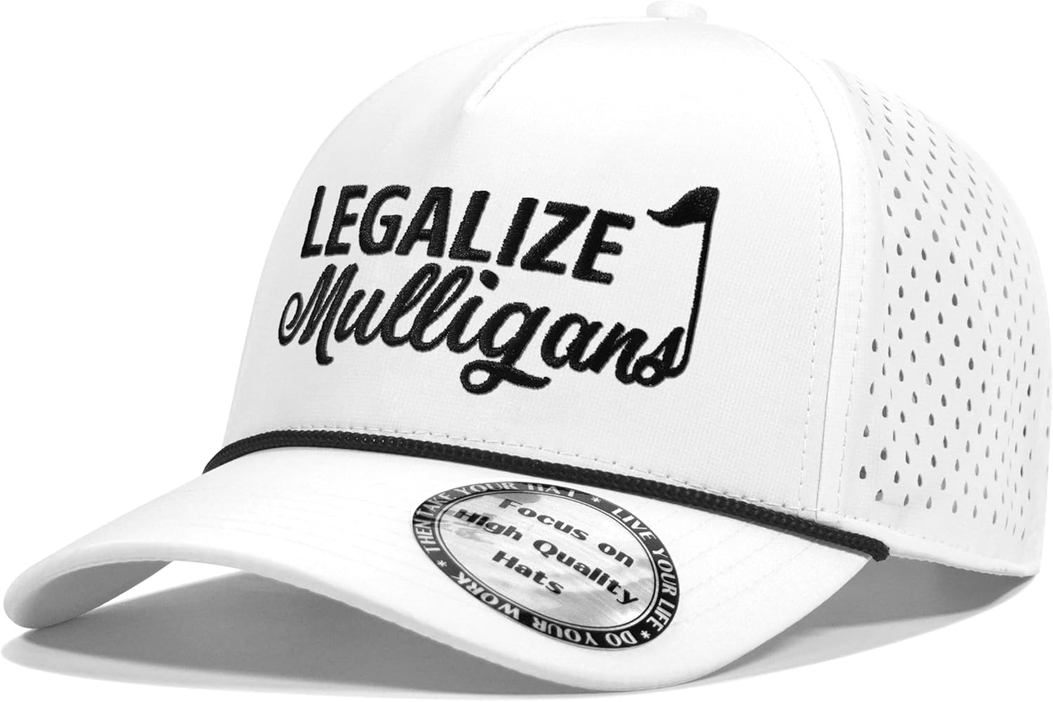 Funny Golf Hats Funny Golf Gifts for Men,Golf Rope Hat for Men,Legalize Mulligans - Black/White