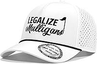 Clatnew Legalize Mulligans Golf Rope Hat for Men - Funny Adjustable Embroidered Baseball Cap, Black/White