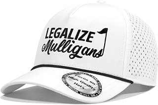 Clatnew Legalize Mulligans Golf Rope Hat for Men - Funny Adjustable Embroidered Baseball Cap, Black/White